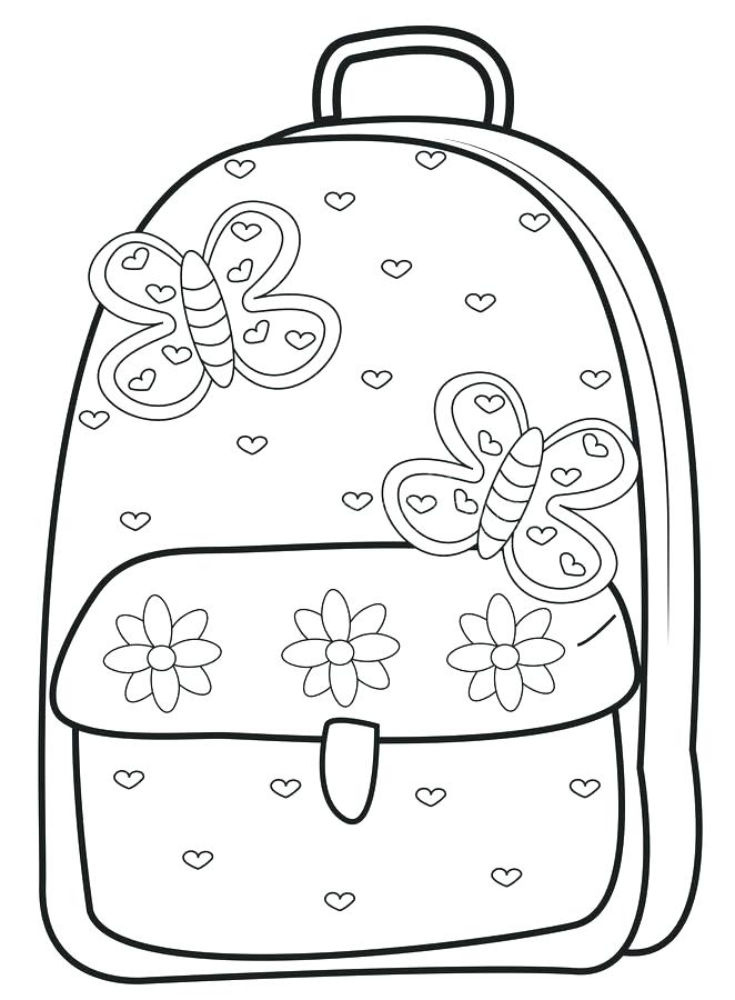 662x900 Coloring Pages Of School Supplies Book Bag Coloring Page Coloring