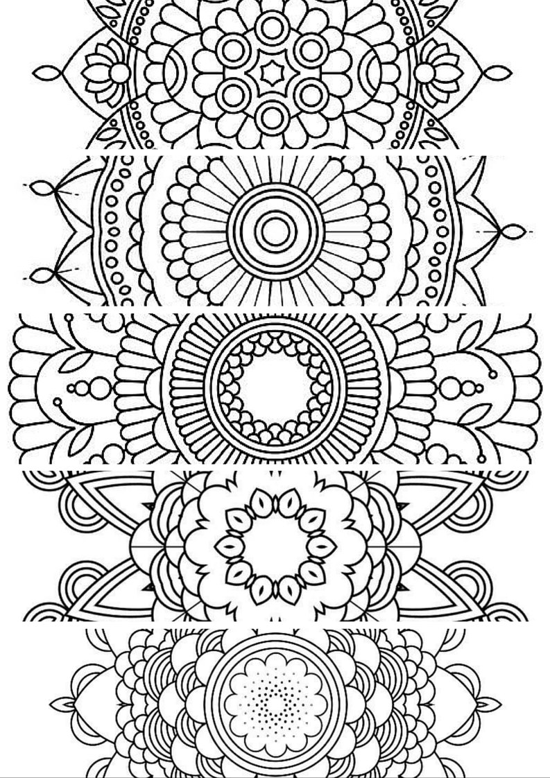 793x1122 5 Bookmarks,printable Bookmarks, Instant Download, Pdf, Mandala