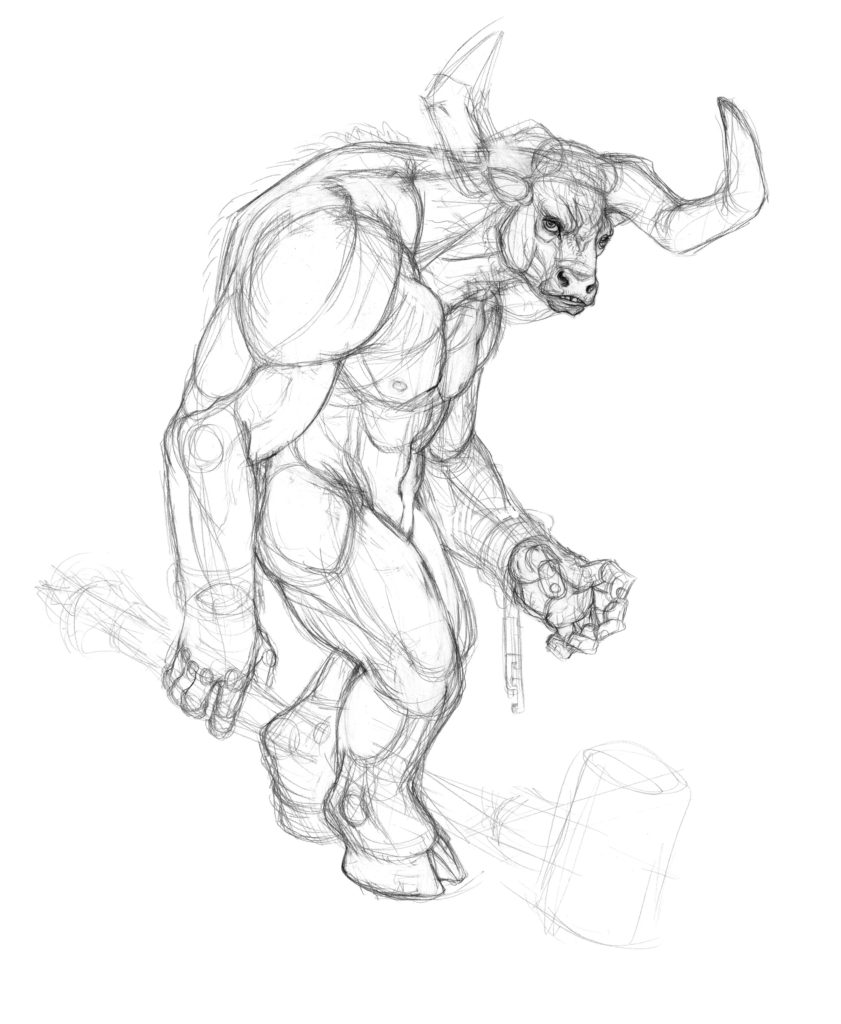 841x1024 Creating Fantasy Creatures How To Draw A Minotaur