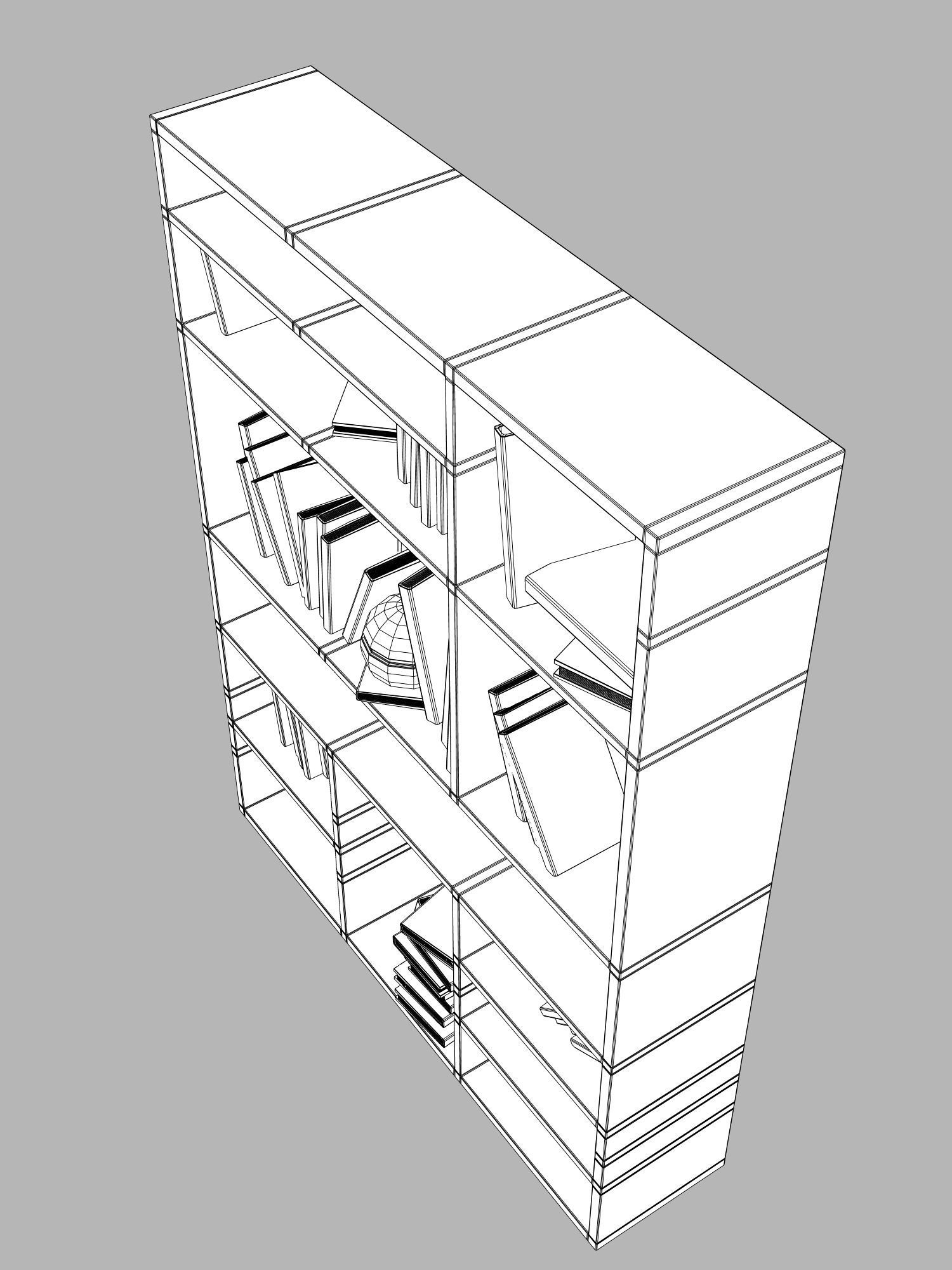 1500x2000 Bookcase In White 3d Cgtrader