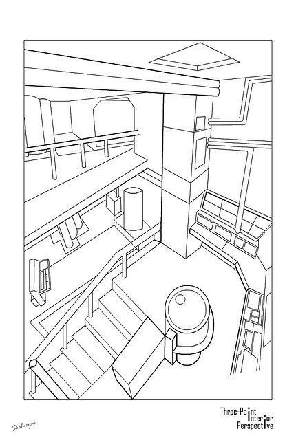 430x640 One Point Perspective Interior Drawing Drawings