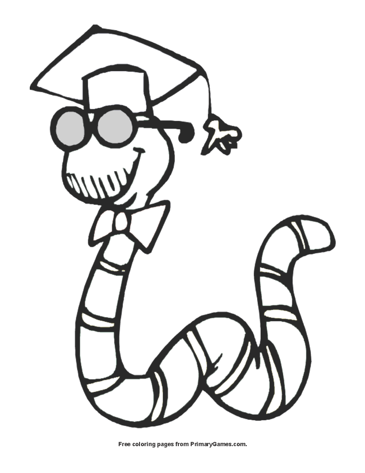 735x951 Book Worm Coloring Page Printable Back To School Coloring Ebook