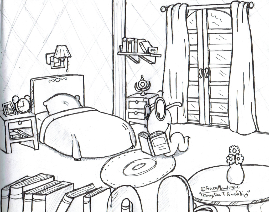 1024x807 Room For A Bookworm(Traditional Drawing) By Crazyplantmae