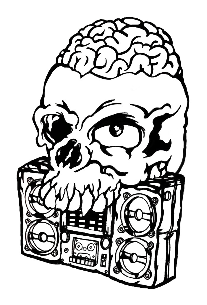 700x1030 Boombox Skull By King Fiasco