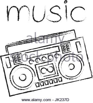 300x331 Boombox Vector Drawing Illustration Retro Sketch Art Stock Vector