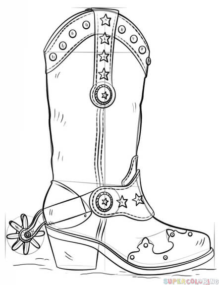442x575 How To Draw A Cowboy Boot Step By Step Drawing Tutorials