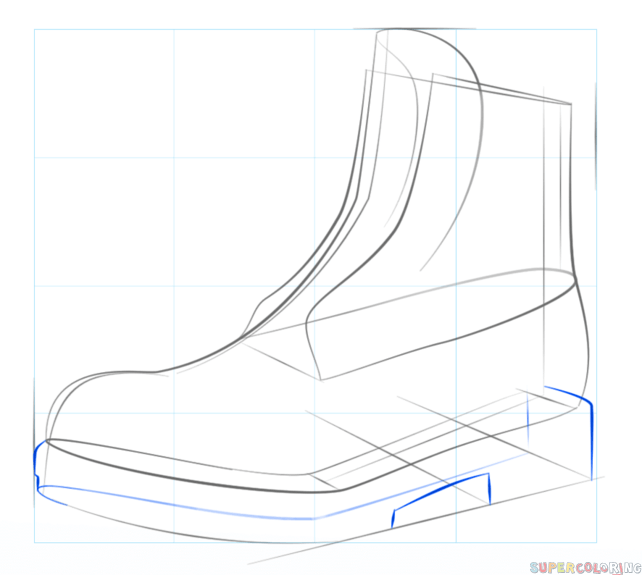 642x575 How To Draw A Hiking Boot Step By Step Drawing Tutorials