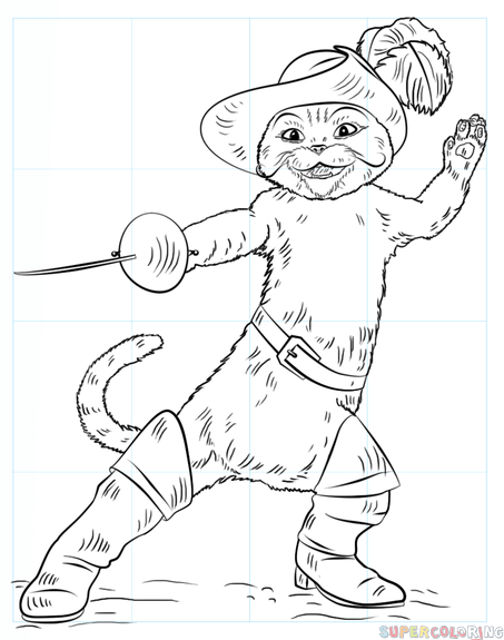 453x575 How To Draw Puss In Boots Step By Step Drawing Tutorials