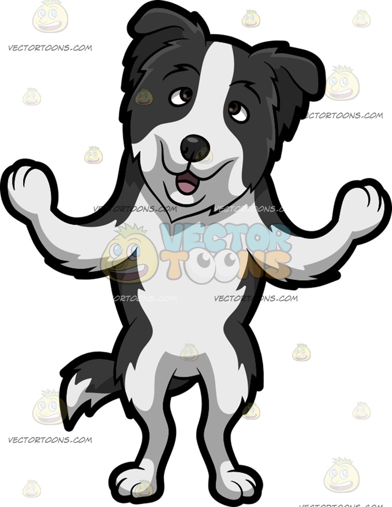 792x1024 A Border Collie Having A Conversation Cartoon Clipart