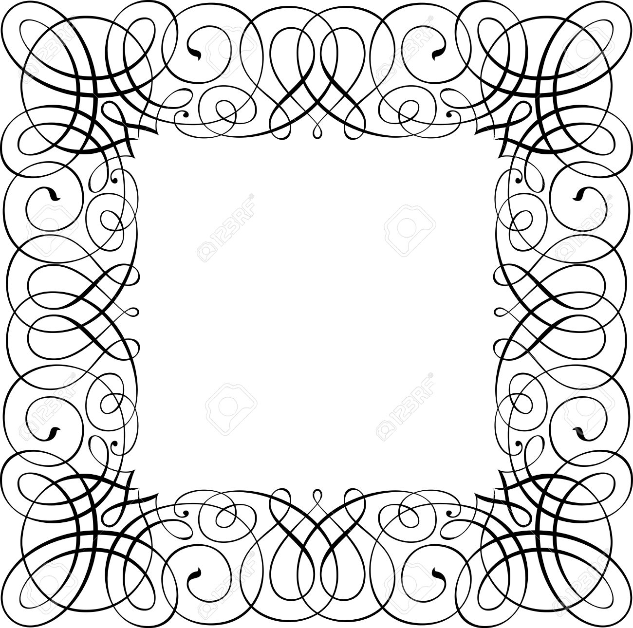 1300x1290 Calligraphic Vector Design Border, Square Shape Royalty Free