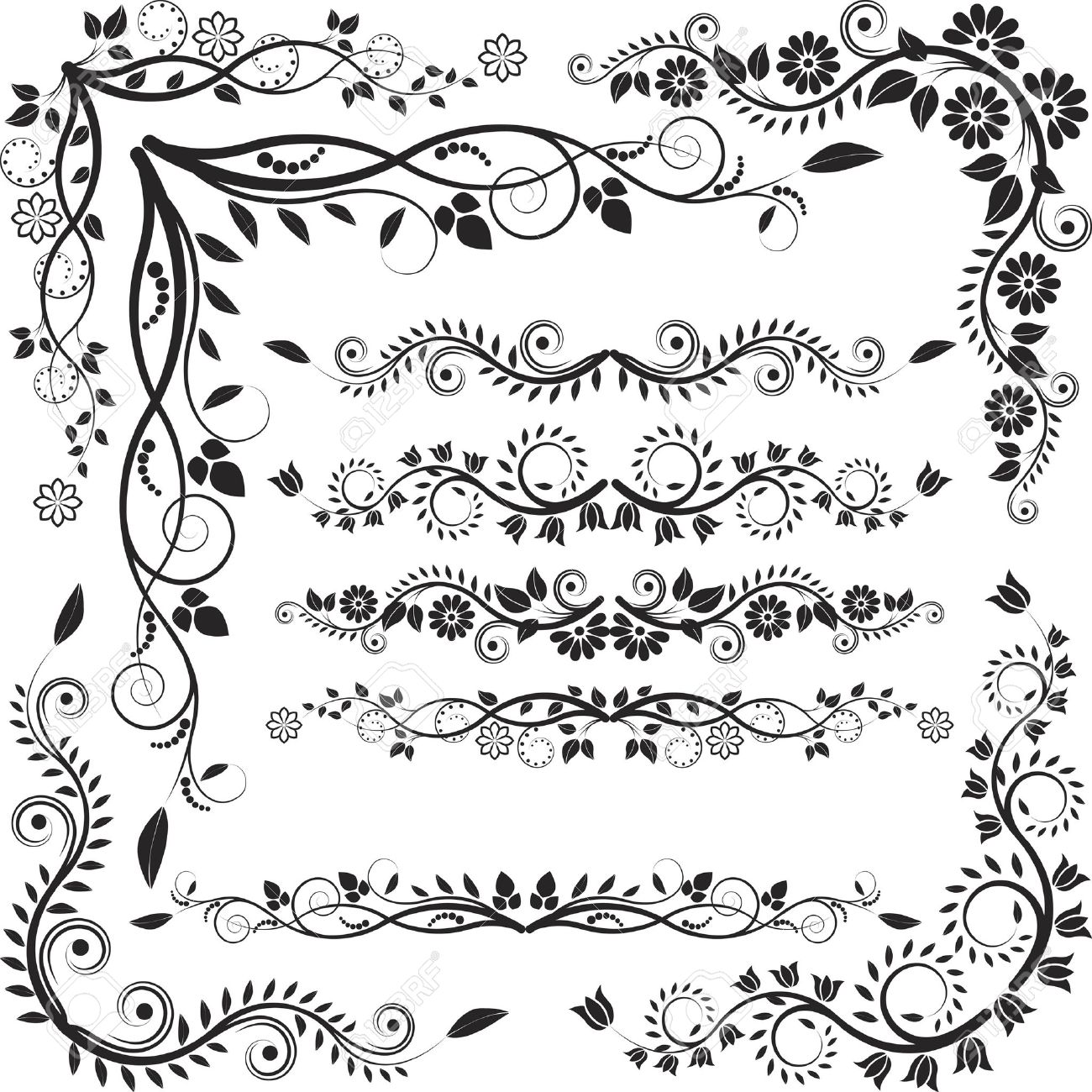 1300x1300 Floral Corners Borders Royalty Free Cliparts, Vectors,