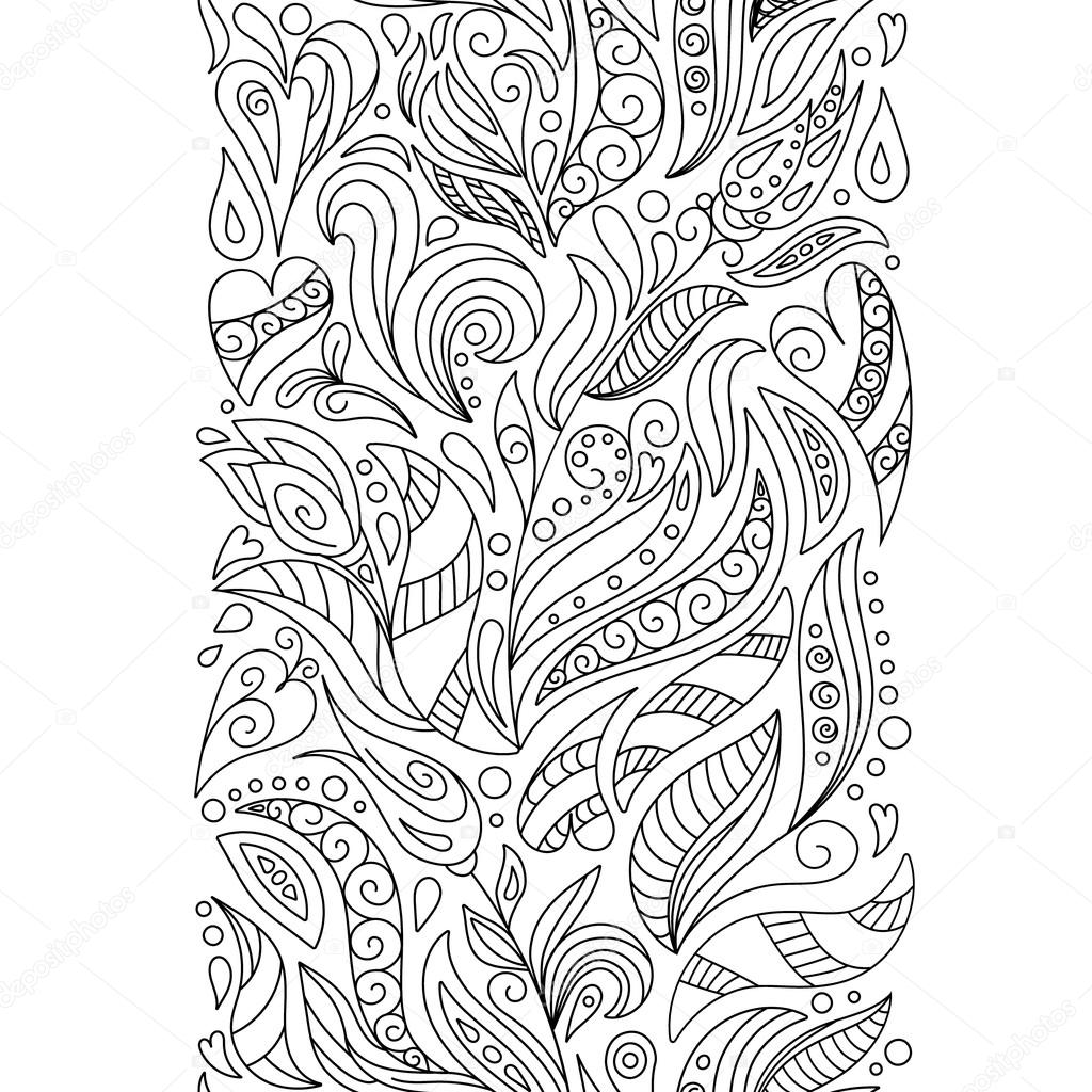 1024x1024 Seamless Borders Vector Set In Doodle Style. Floral, Ornate