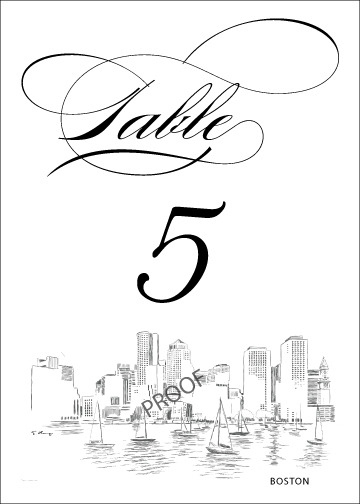 360x504 Boston Skyline Table Numbers For Weddings