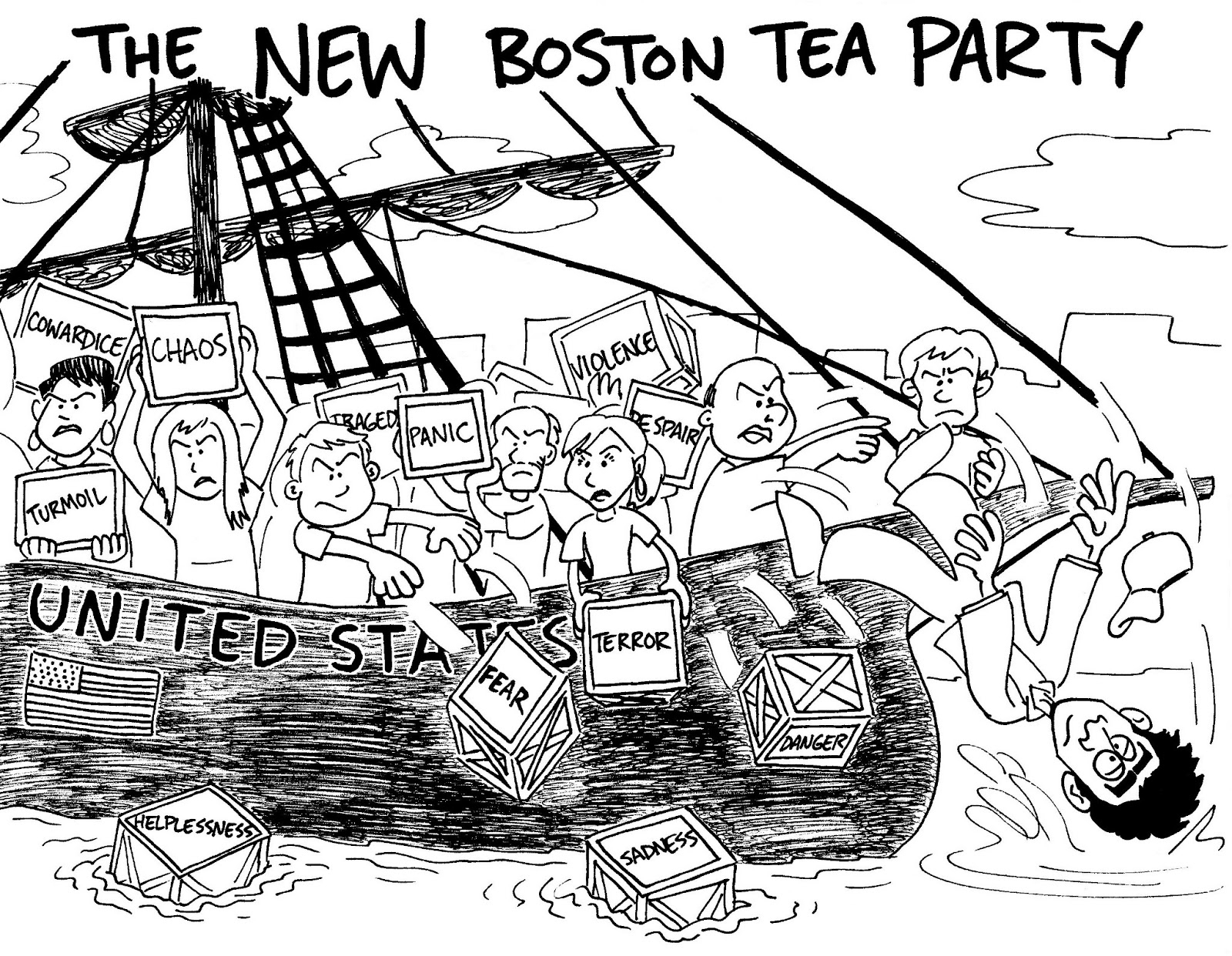 1600x1242 Boston Tea Party Drawing