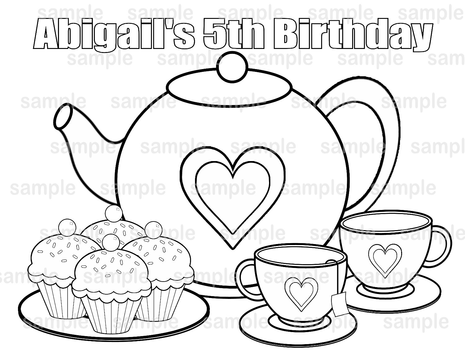 1500x1159 Printable Personalized Tea Party Birthday Party Favor