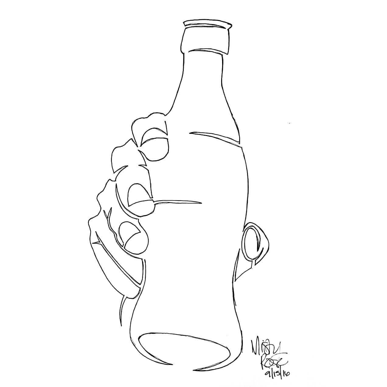 1272x1272 Continuous Line Drawing Hand Holding Soda Bottle