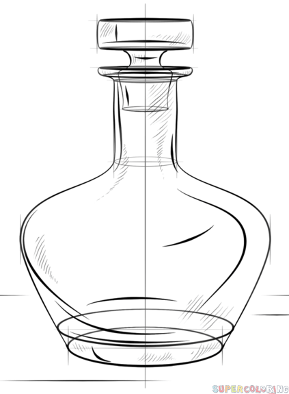 423x575 How To Draw A Bottle Step By Step Drawing Tutorials