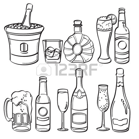 450x450 Sketch Drawing Of The Bottle With A Cork. Isolated Object