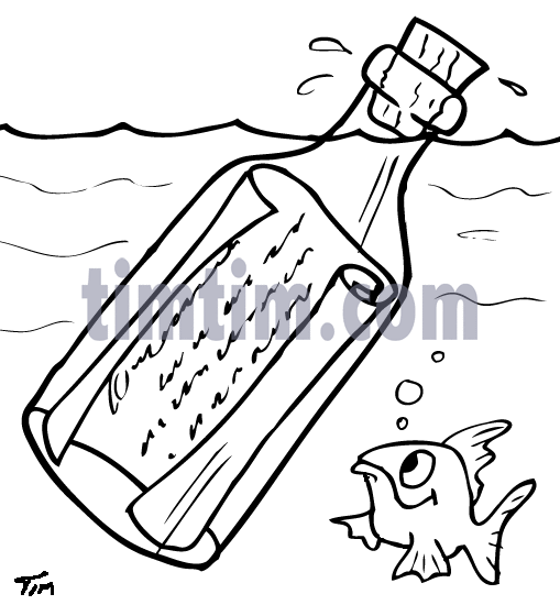 509x550 Free Drawing Of A Message In A Bottle Bw From The Category