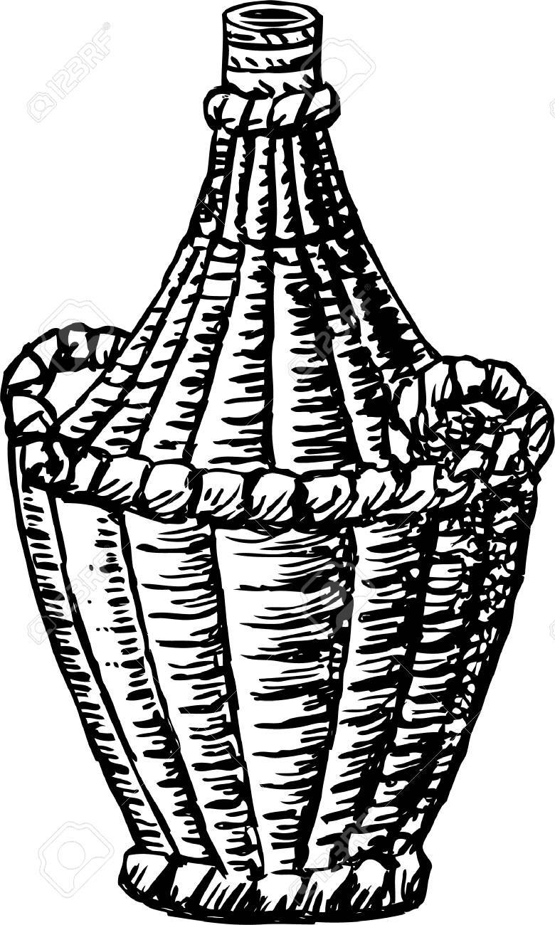 780x1300 Vector Drawing Of A Braided Bottle Of Wine Royalty Free Cliparts