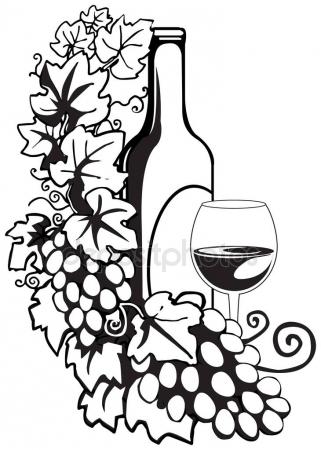 321x450 Wine Bottle And Glass With The Doodle Circular Pattern Isolated