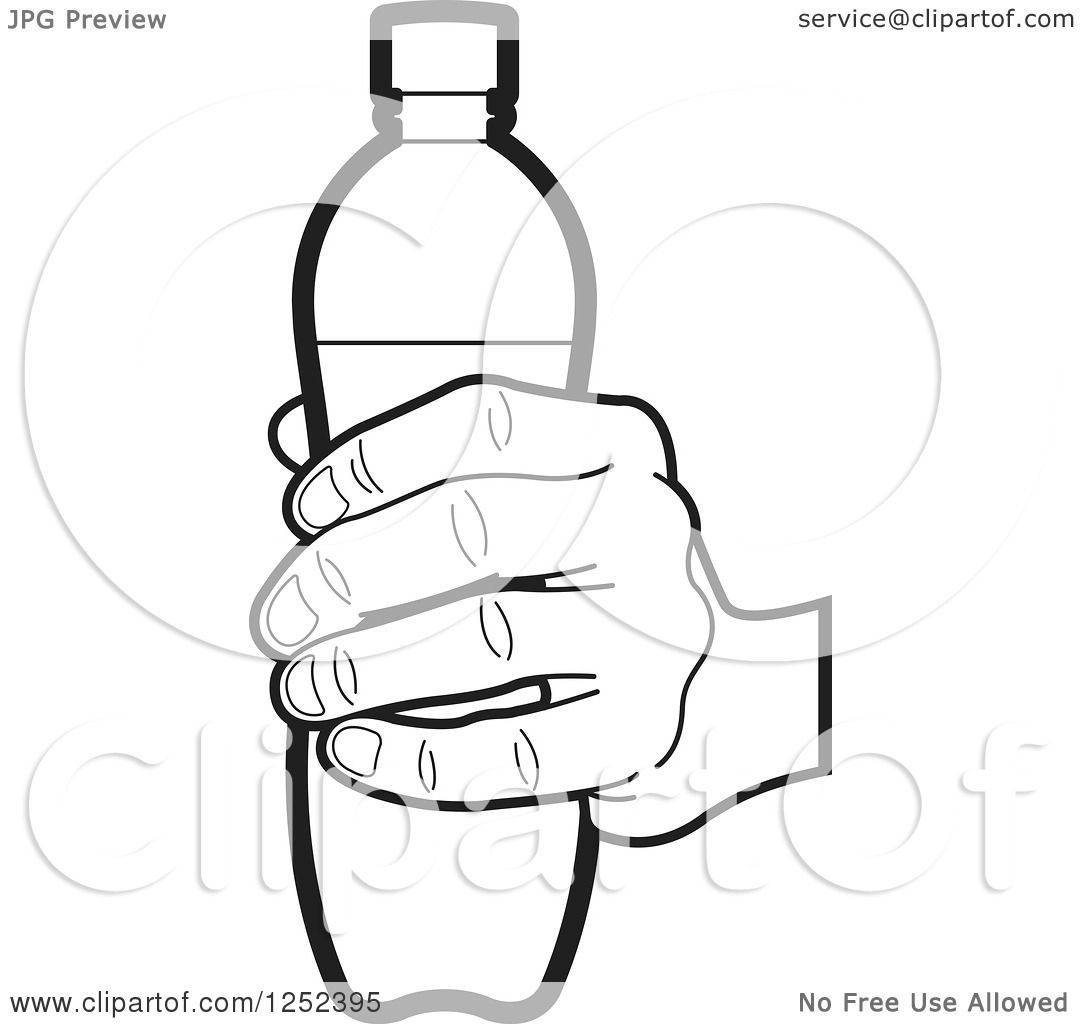 1080x1024 Clipart Of A Black And White Hand Holding A Water Bottle