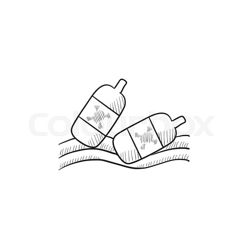 800x800 Bottles Floating In Water Vector Sketch Icon Isolated