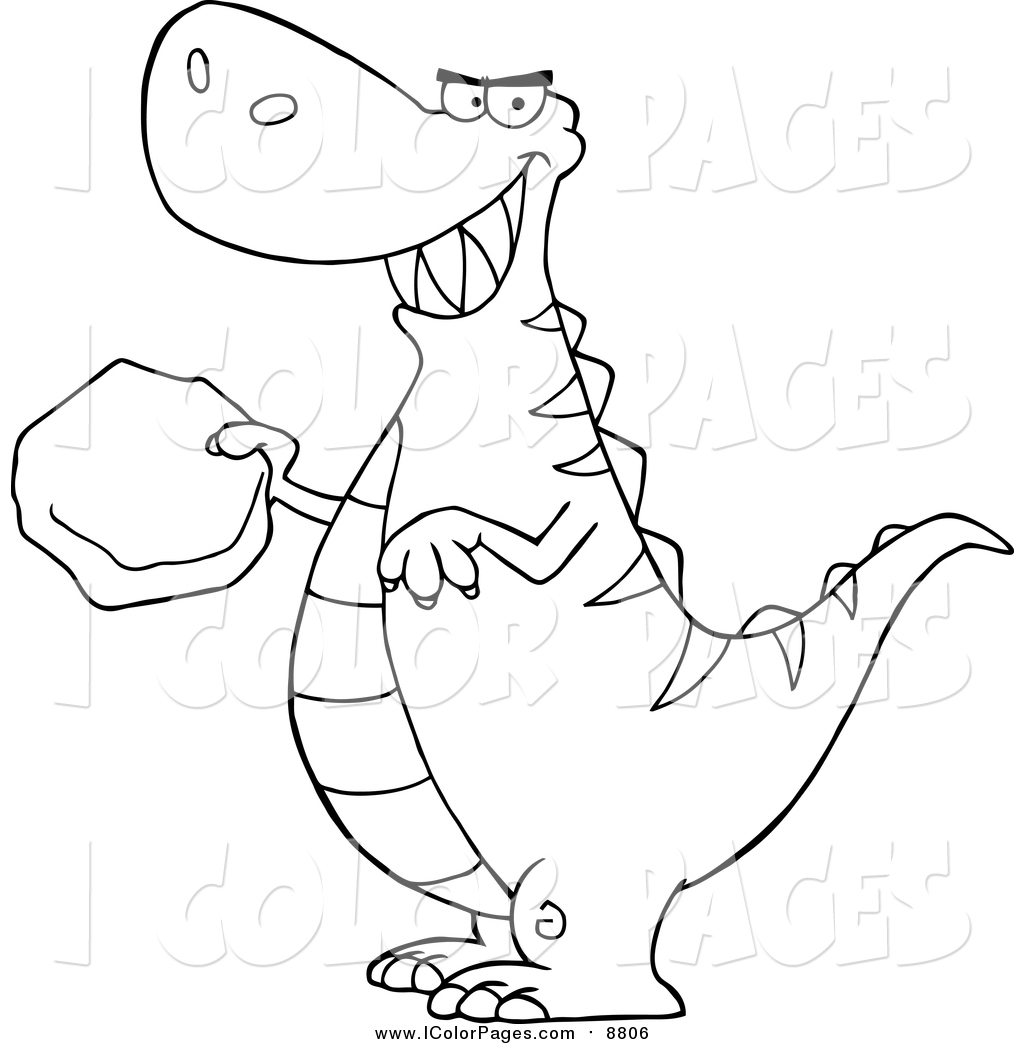 1024x1044 Vector Coloring Page Of A Lineart T Rex Holding A Boulder By Hit