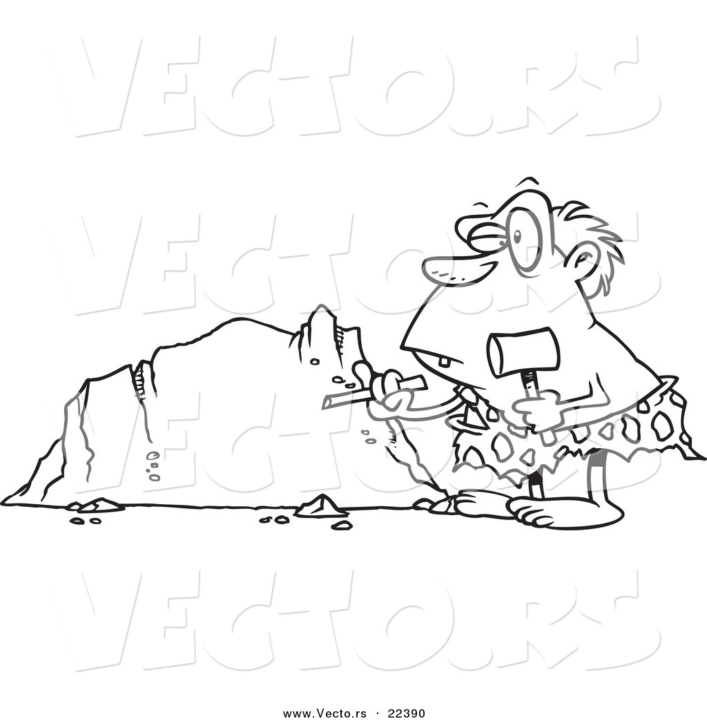 1024x1044 Vector Of A Cartoon Caveman Chiseling A Boulder