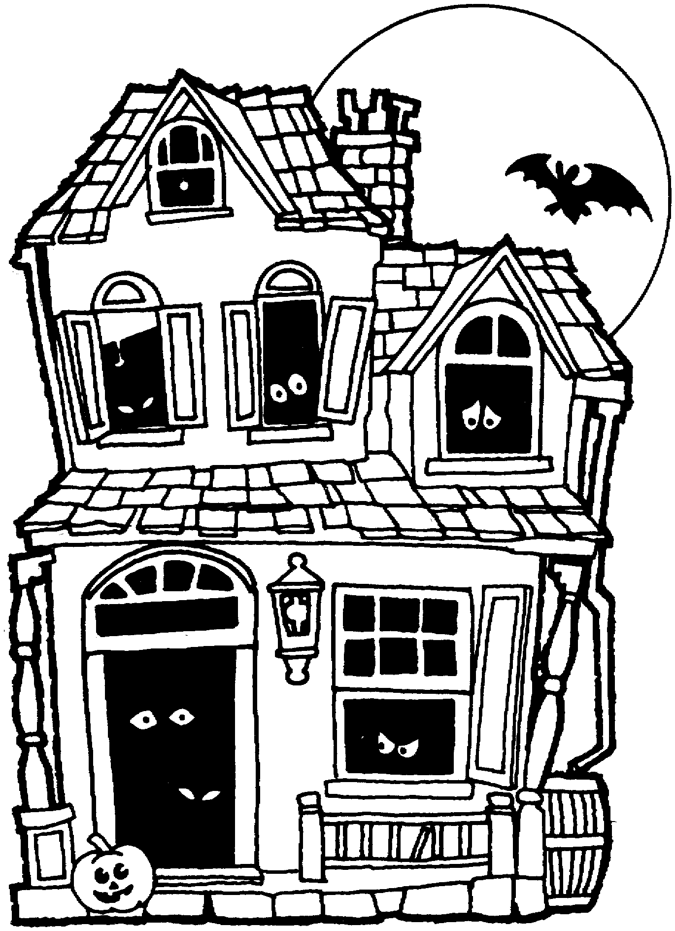 1370x1888 Spooky House Clipart Black And White