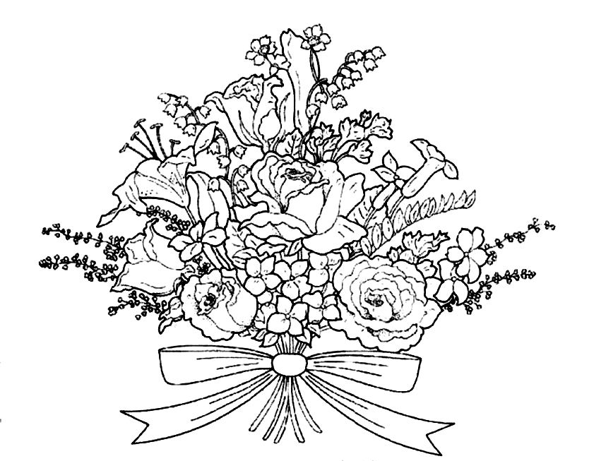 841x653 Flower Bouquet Coloring Pages 473731