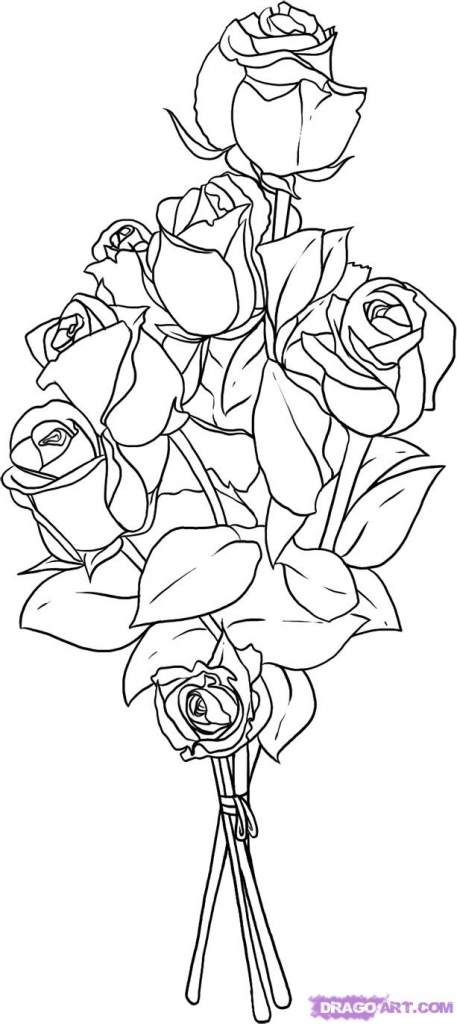 457x1024 Bouquet Of Flowers Drawing How To Draw Roses Step Step Flowers Pop