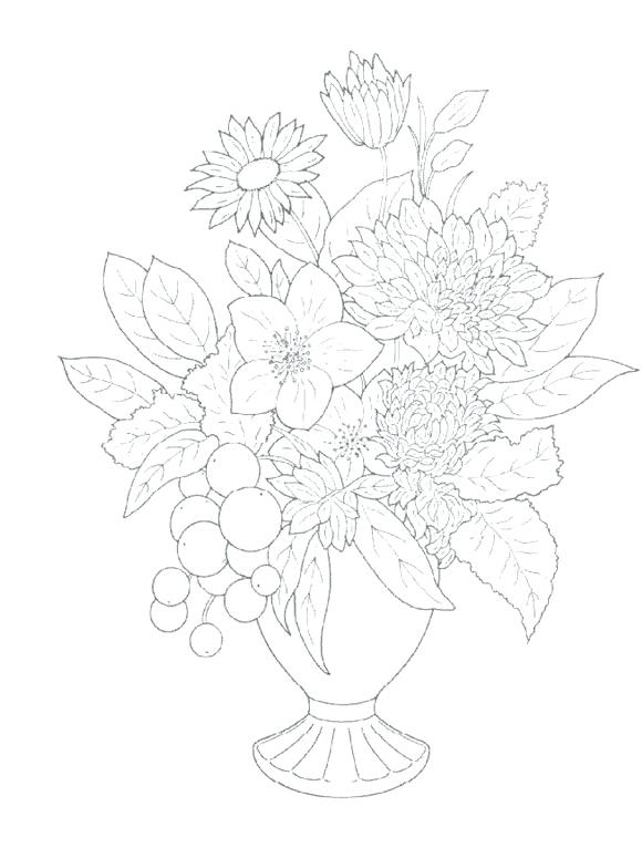 580x775 Bouquet Of Flowers Coloring Pages Free Flower Bouquet Coloring