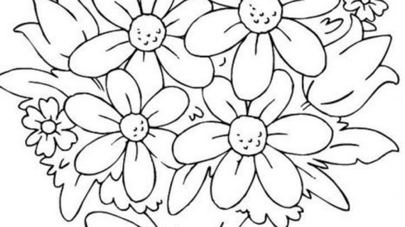 570x320 Bunch Of Flowers Drawing Bouquet Of Flowers Coloring Pages