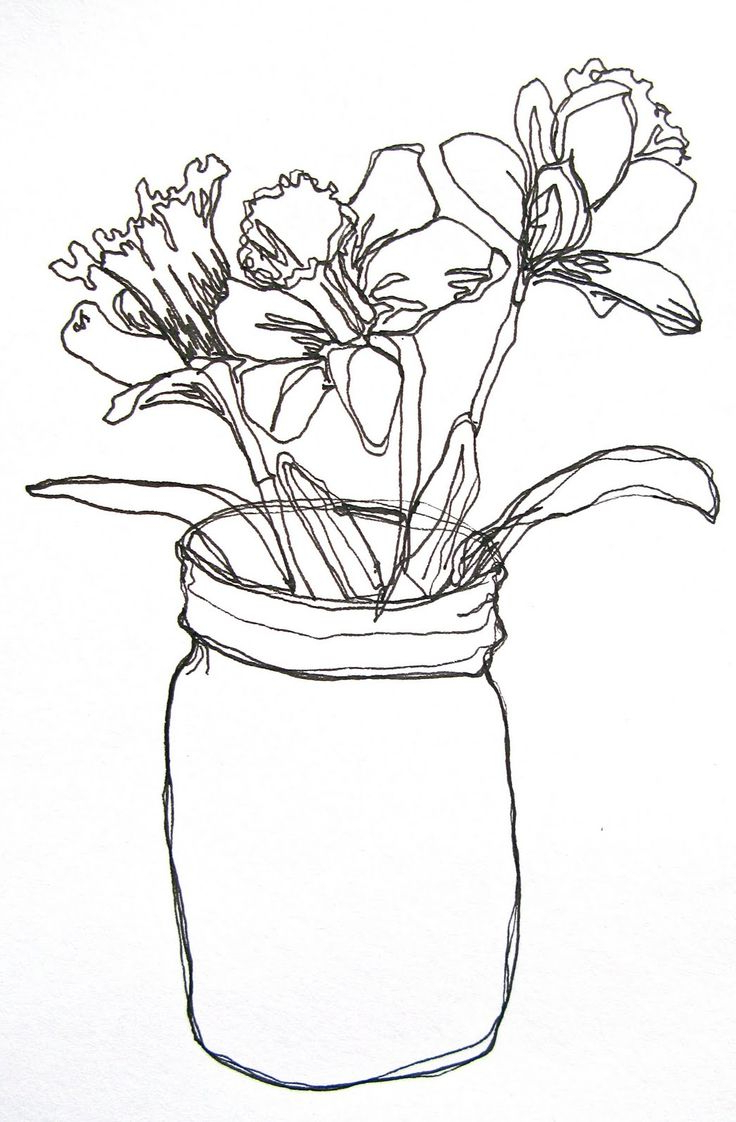 736x1122 Bunch Of Flowers In A Vase Drawings Drawing Flower Images Bouquet