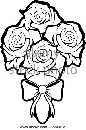 300x455 Sketch Silhouette Bouquet Roses Floral Icon Stock Vector Art