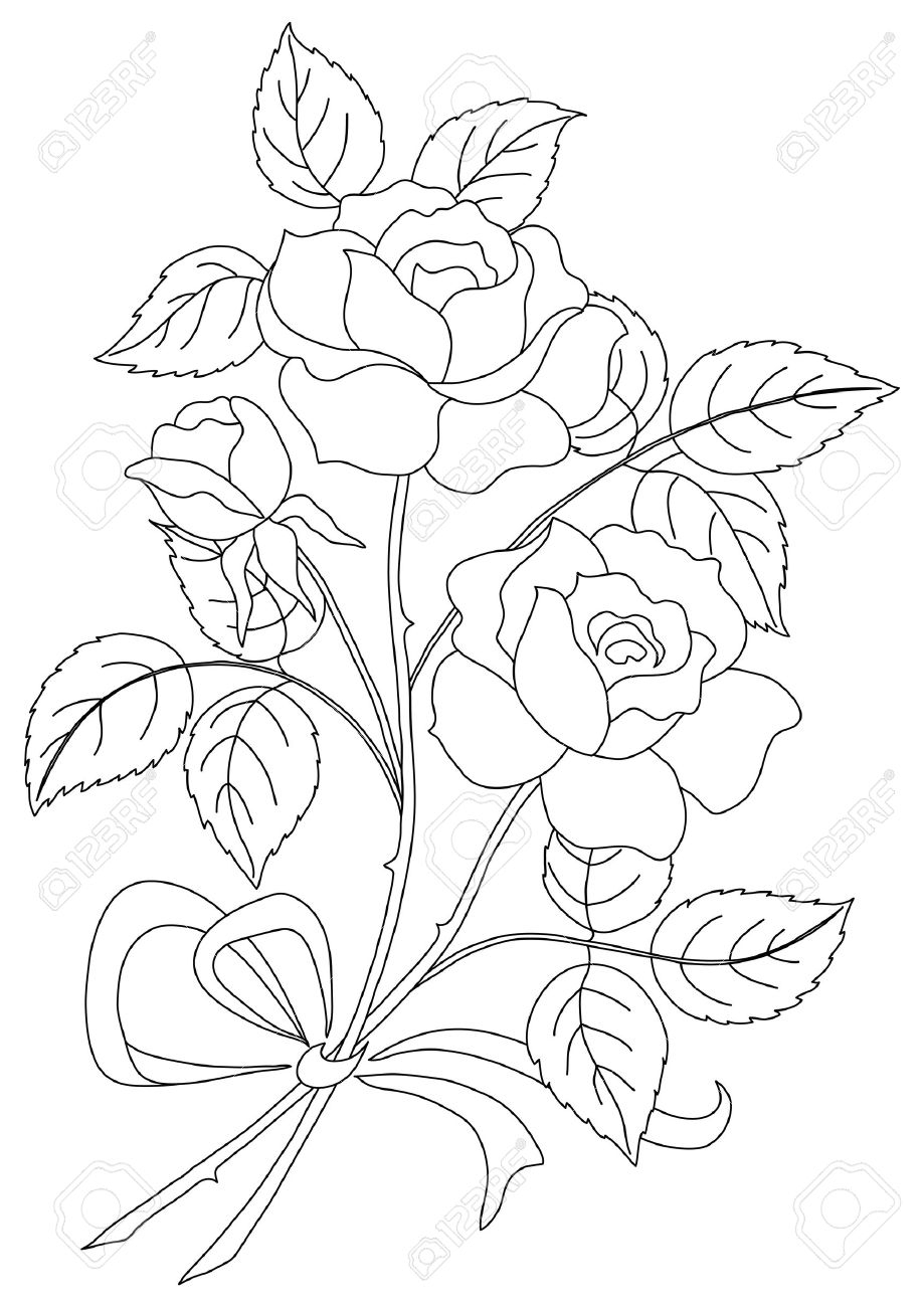 Bouquet Of Roses Drawing at GetDrawings | Free download