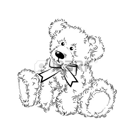 450x450 Drawing Teddy Bears With Bow. Color Vector Illustration Royalty