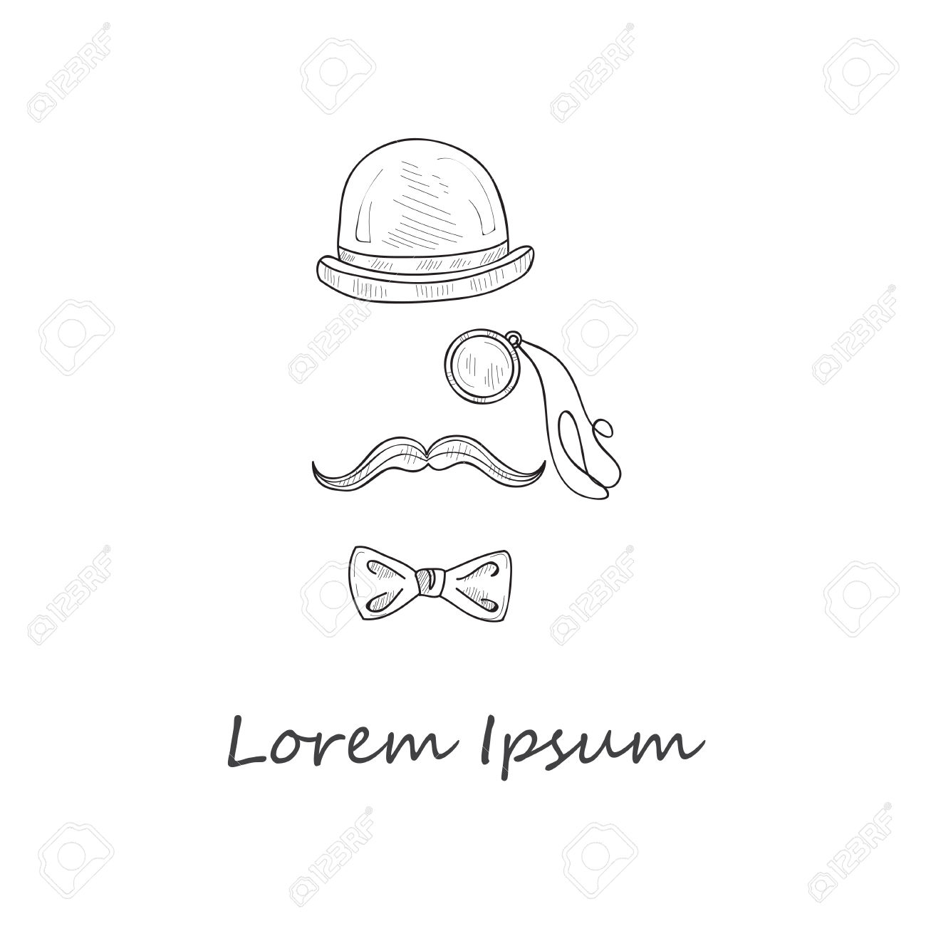 1300x1300 Drawn Bow Tie Mustach