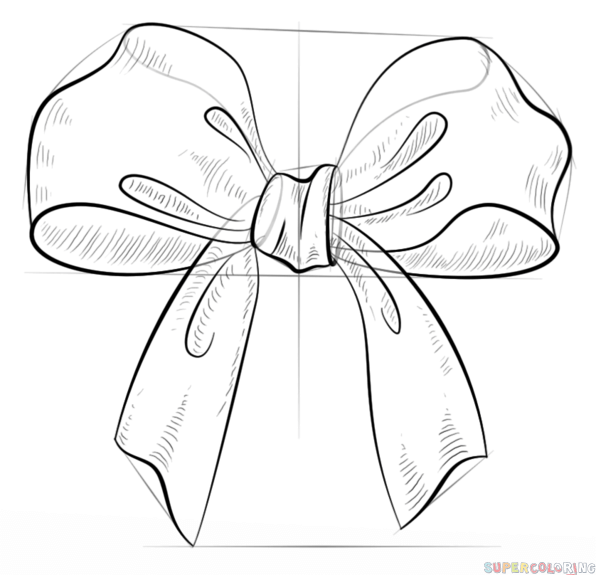 596x575 How To Draw A Bow Step By Step Drawing Tutorials