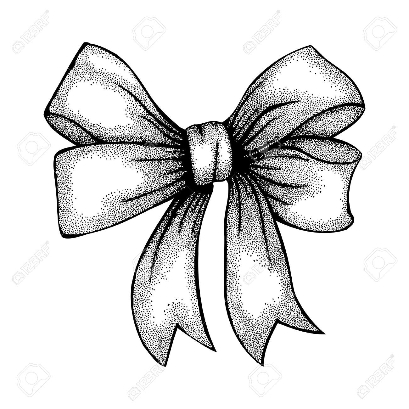1300x1300 Beautiful Ribbon Tied In A Bow Freehand Drawing In Graphic Style