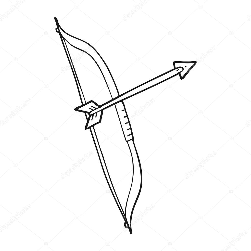1024x1024 Black And White Cartoon Bow And Arrow Stock Vector