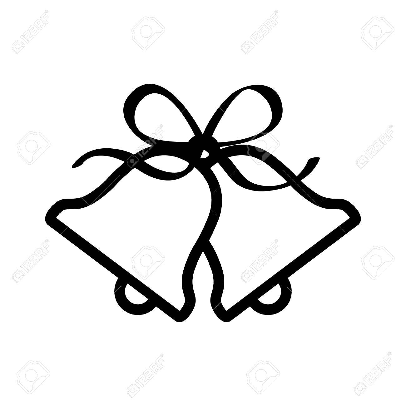 1300x1300 Christmas Jingle Bells With Ribbon Bow Line Art Icon For Apps