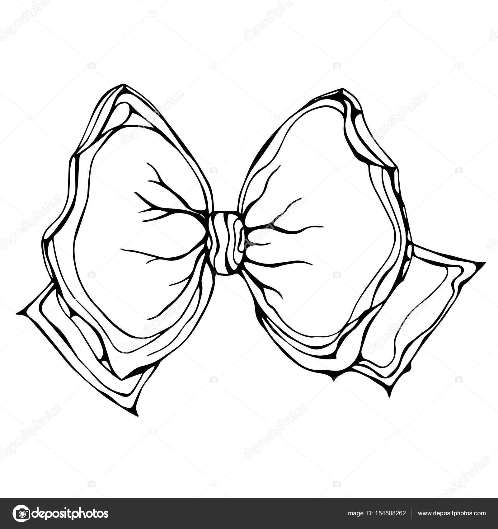 1600x1700 Gift Bow Ribbon. Ink Vector Illustration Isolated On A White
