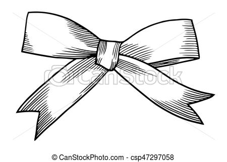 450x322 A Bow Ribbon Gift In A Vintage Woodcut Engraved Etching Clipart