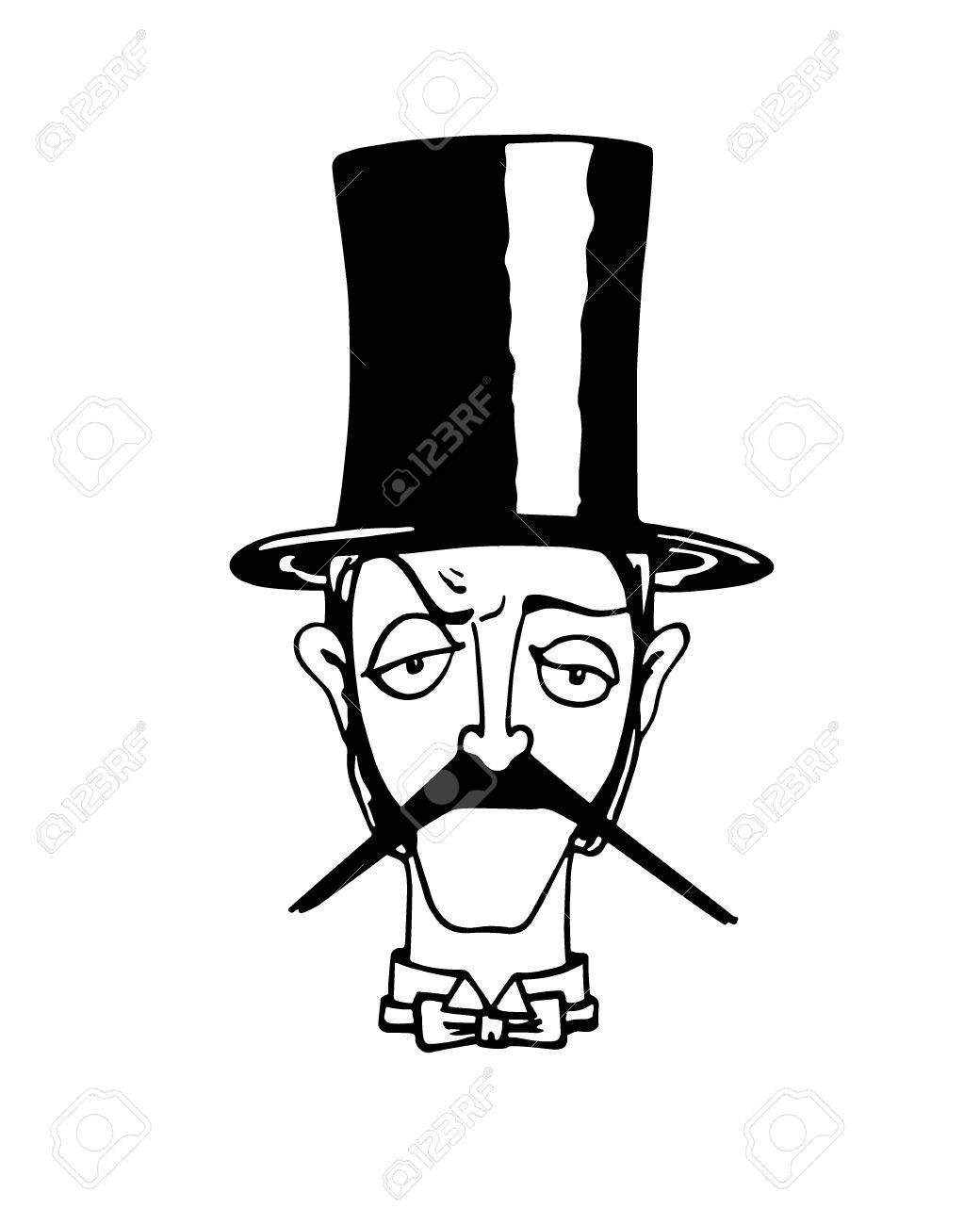 1040x1300 Vector Illustration Of Retro Male Character. A Head Of Elegant
