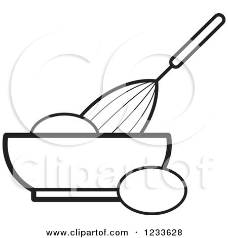 450x470 Clipart Of A Black And White Whisk Egg And Bowl