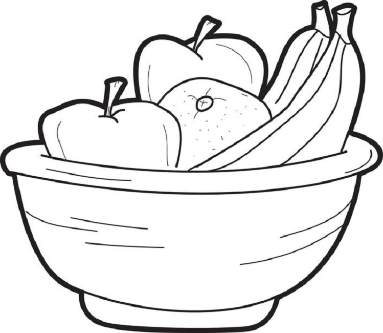 749x650 Coloring Page Of Fruit Bowl Food