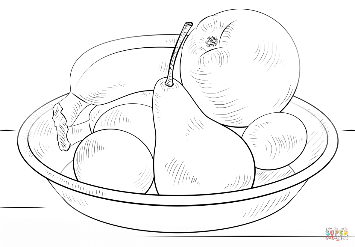 1186x824 Bowl Of Fruits Coloring Page Free Printable Coloring Pages