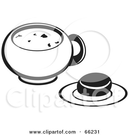 450x470 Royalty Free (Rf) Clipart Illustration Of A Black And White Bowl